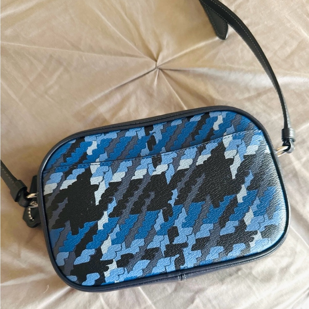 NWT Coach Leather/canvas Jamie Crossbody Bag Black/Blue Plaid Pattern Unisex - Picture 2 of 7